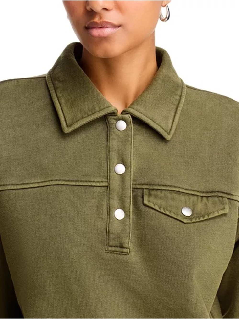 Frame Polo Henley Sweatshirt Size Medium in Surplus Green - Picture 9 of 9